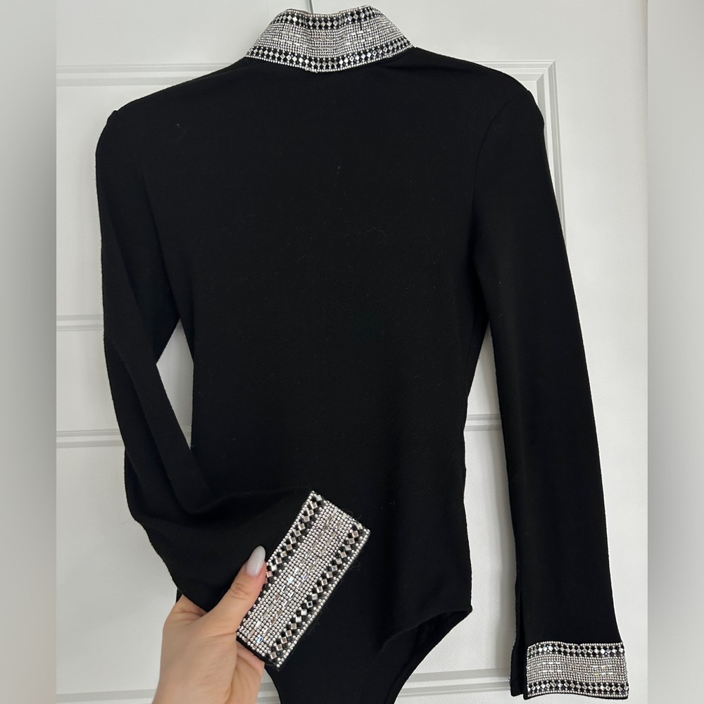 Black rhinestones bodysuit